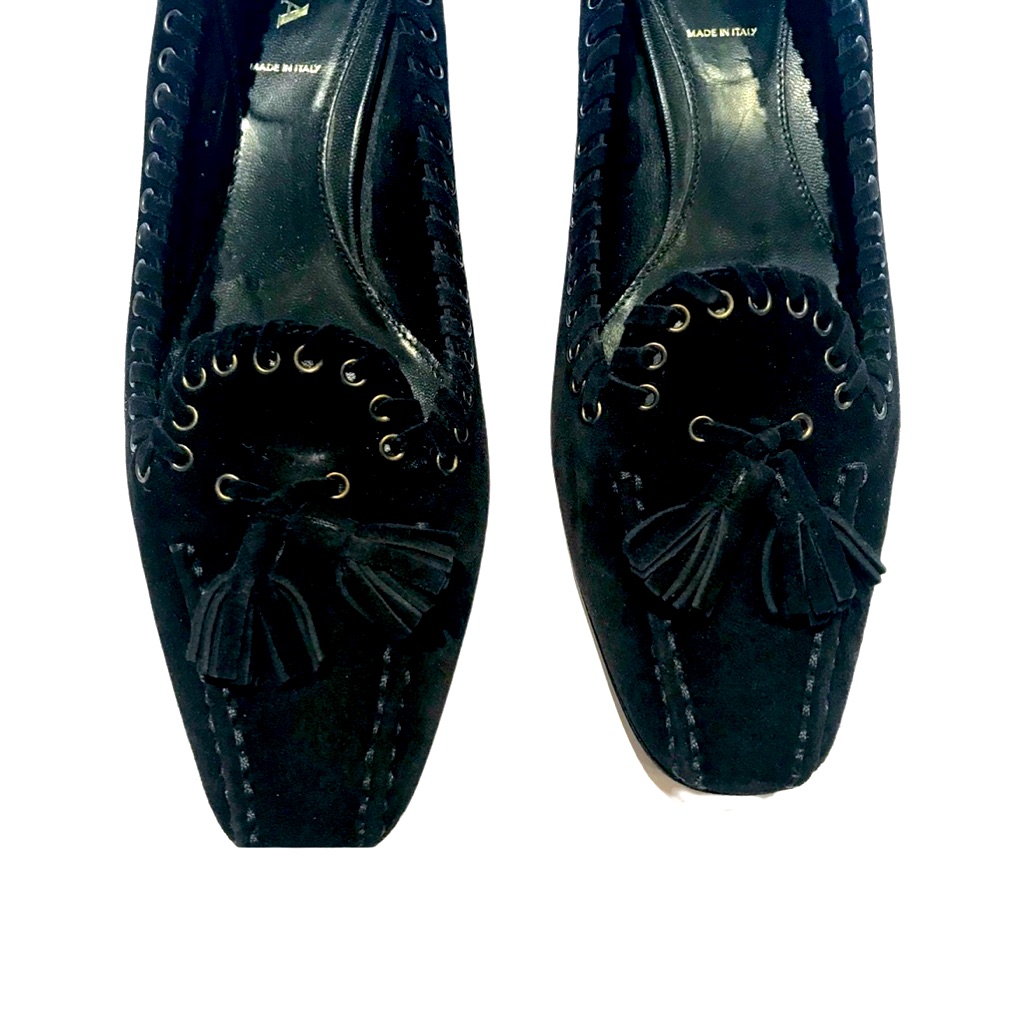 Prada Vintage Woman’s Black Suede Pumps 38, Vguc